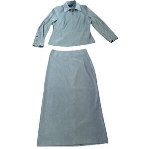 Norton McNaughton Womens Skirt Suit Set Blue Stretch Jacket Skirt Size 10 8